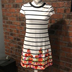 Jessica Simpson Striped Floral A-Line Dress. Excellent condition. Size 6.